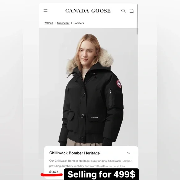 𝐂𝐀𝐍𝐀𝐃𝐀 𝐆𝐎𝐎𝐒𝐄 AUTHENTIC 𝐂𝐡𝐢𝐥𝐥𝐢𝐰𝐚𝐜𝐤 𝐁𝐨𝐦𝐛𝐞𝐫 - Picture 4 of 6